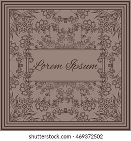 Square template vintage invitation, card with place for text. Vector element for your creativity