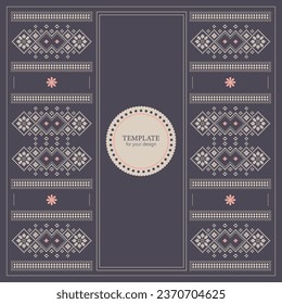 Square Template for your Design with Pattern in Russian and Ukrainian Style. Ornament. Print with ethnic, folk, traditional motifs. Can be used for wallpaper, textile, wrapping, fabric, decoration.
