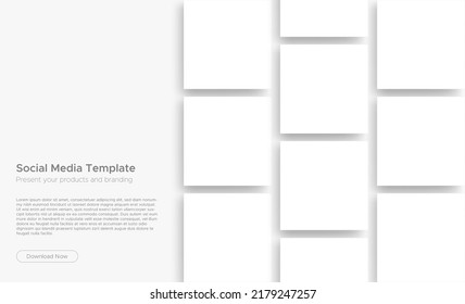 Square Templates for Social Media Posts. Blank Mockup for Your Brand Designs. Vector Illustration