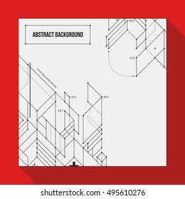 Square text background with abstract geometric shapes.