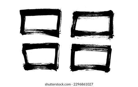 Square text box Ink brushstroke and paintbrush grunge template with black ink from brush stroke. Design grunge spatter dirty. Vector