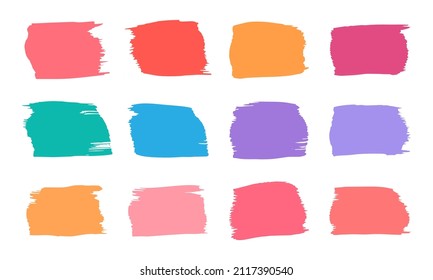 Square text frame with colorful watercolor brush strokes. Isolated on white background.