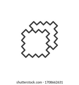 Quadratisches Stoffliniensymbol. lineares Stilzeichen für mobiles Konzept und Webdesign. Das Symbol für die Vektorillustration des Nähwerkes. Symbol, Logo-Abbildung. Vektorillustration-Grafiken