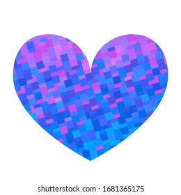 Corazón de textura cuadrada. Celebración de San Valentín. Ilustración vectorial.