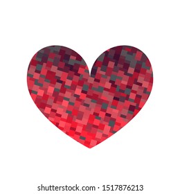 Square texture red heart. Valentine day card. Vector illustration.