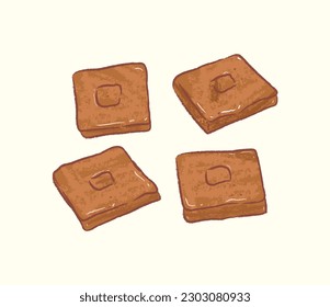 Square thin braised dried tofu in ingredient illustration