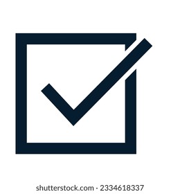 Square, tick. Vector icon isolated on white background.