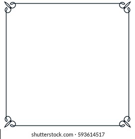 Square tile frame border line vector vintage
