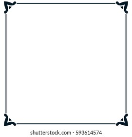 Square tile frame border line vector vintage