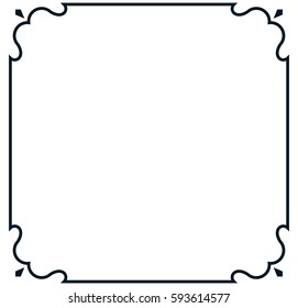 Square tile frame border line vector vintage
