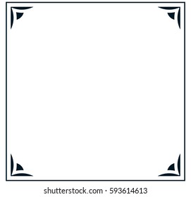 Square tile frame border line vector vintage
