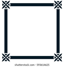 Square tile frame border line vector vintage