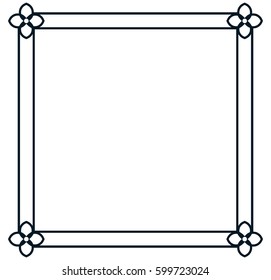 Square tile frame border line vector vintage