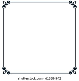 Square tile frame border line vector vintage