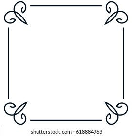 Square tile frame border line vector vintage