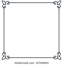 Square tile frame border line vector vintage