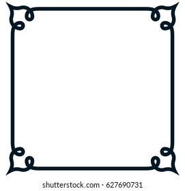 Square tile frame border line vector vintage