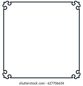 Square tile frame border line vector vintage