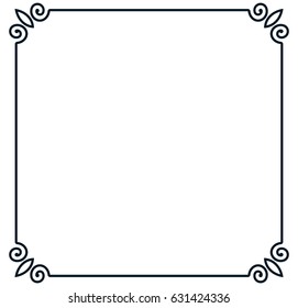 Square tile frame border line vector vintage