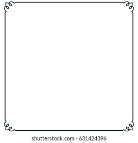 Square tile frame border line vector vintage