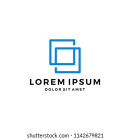 square tile logo line geometric abstract icon vector