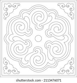 square tile with Mongolian ornament inside oriental style