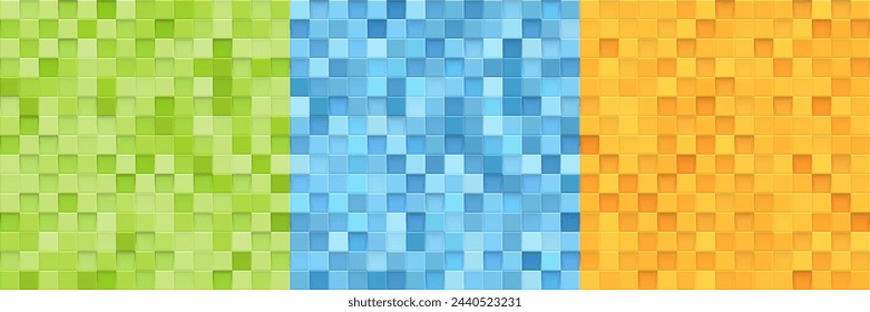 Square Tile Mosaic Pattern Design. Geometric Pixel Mosaic. Kitchen, Bathroom or Pool Tiles Backdrop. Vector Illustration