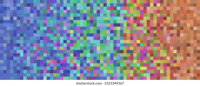 Square Tile Mosaic Pattern Design Banner. Geometric Pixel Mosaic.