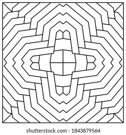Square tile pattern of Batik design, fit for ceramic tile, fabric motif, wall decor, coloring book content, etc.m