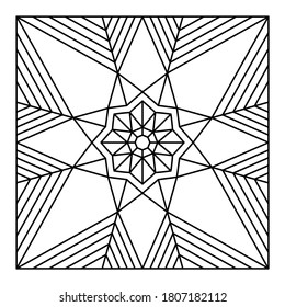 Square tile pattern design with white background good for Coloring book, ceramic tile, fabric motif, etc.