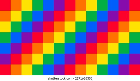 Square tile rainbow colorful background design. Happy LGBT pride month theme vector template. 