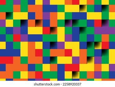 mosaico cuadrado con sombra spot color arcoíris tecnología temática arte moderno fondo para banner publicitario, folleto, página de inicio del sitio web, portada de bloc de notas eps vectoriales.