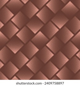 Square Tiles Angled Grid Vector Seamless Pattern Trend Brown Abstract Background. Repetitive Half Tone Art Illustration for Home Decor. Endless Geometric Tilted Abstraction Wallpaper Dot Work Texture