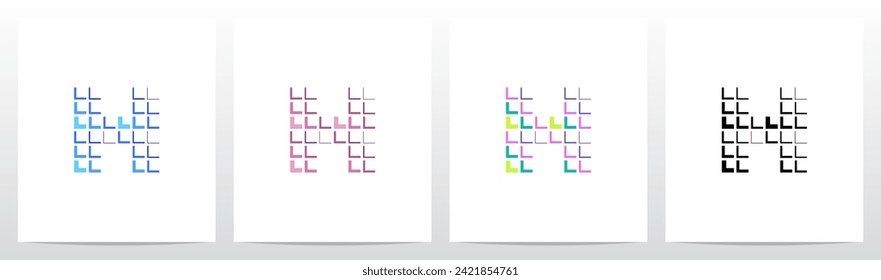 Square Tiles Drop Shadow Emboss Letter Logo Design H