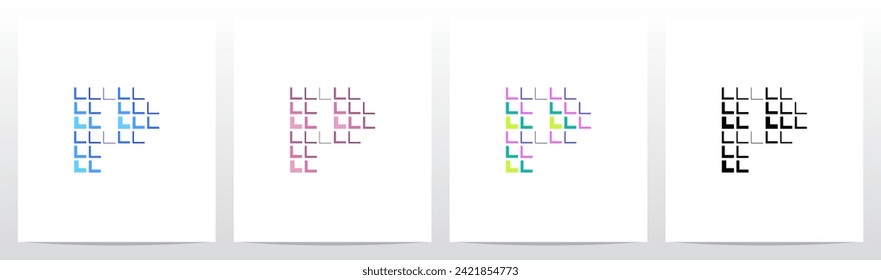 Square Tiles Drop Shadow Emboss Letter Logo Design P