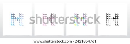 Square Tiles Drop Shadow Emboss Letter Logo Design H