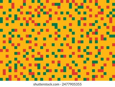 	Square tiles pattern background color yellow, green, red. Abstract square pixel mosaic background. Black history month. Juneteenth. MLK day. Vector illustration. EPS 10