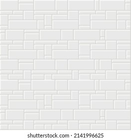 Square tiles seamless pattern. White ceramic tile background.