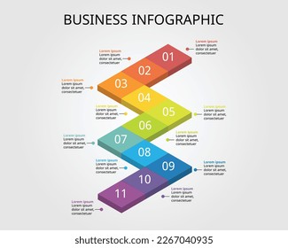 square timeline chart template for infographic for presentation for 11 element