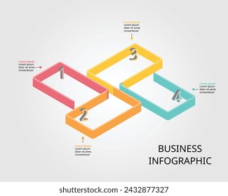 square timeline chart template for infographic for presentation for 4 element
