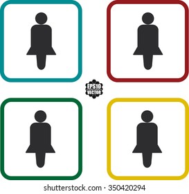 Square toilet icons set. Vector illustration