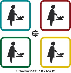 Square toilet icons set. Vector illustration