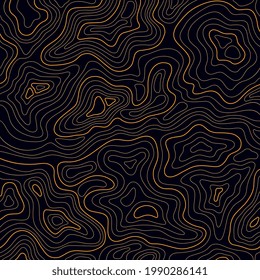 square topographic map on a black background with yellow lines