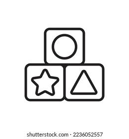 Square Toy Outline Icon Vector Illustration