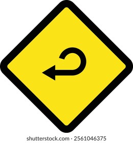 Square traffic road sign board icon warning and indicator sign in addition to the hexagonal stop vector isolated on transparent background. Inform complicated turning. vector illustration.