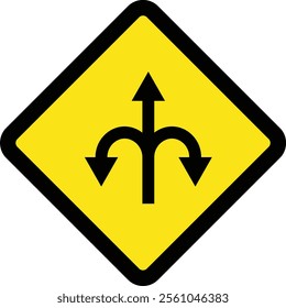 Square traffic road sign board icon warning and indicator sign in addition to the hexagonal stop vector isolated on transparent background. Inform complicated turning. vector illustration.