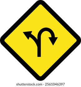 Square traffic road sign board icon warning and indicator sign in addition to the hexagonal stop vector isolated on transparent background. Inform complicated turning. vector illustration.