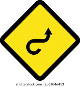 Square traffic road sign board icon warning and indicator sign in addition to the hexagonal stop vector isolated on transparent background. Inform complicated turning. vector illustration.