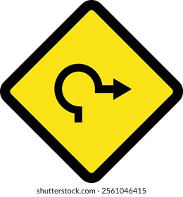 Square traffic road sign board icon warning and indicator sign in addition to the hexagonal stop vector isolated on transparent background. Inform complicated turning. vector illustration.