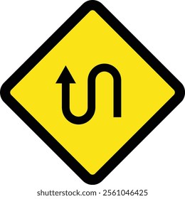 Square traffic road sign board icon warning and indicator sign in addition to the hexagonal stop vector isolated on transparent background. Inform complicated turning. vector illustration.